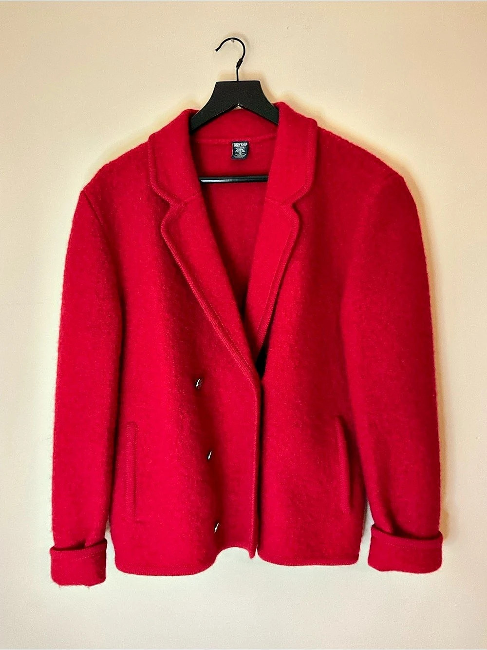LANDSEND Red Wool coat jacket Blazer Size 12